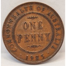 AUSTRALIA 1925 . ONE 1 PENNY . GENUINE 